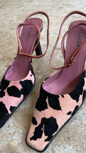 Le Silla Pink Cow Mules 38