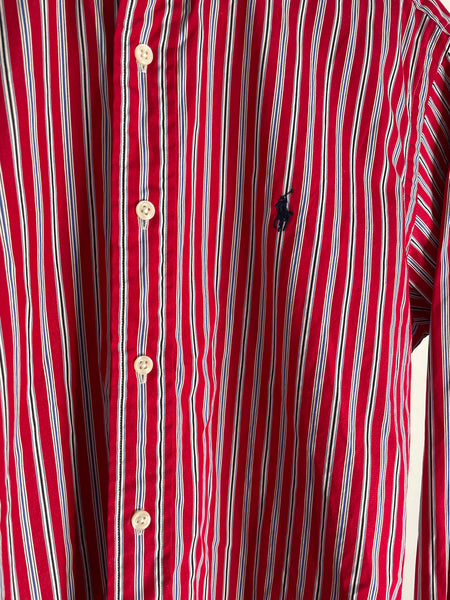 Polo Red Stripe Button Shirt M