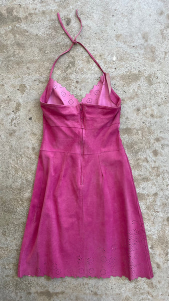 Fuchsia Suede Halter Dress S