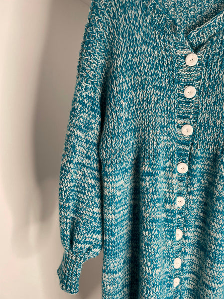 Chunky Blue Wool Cardi XL