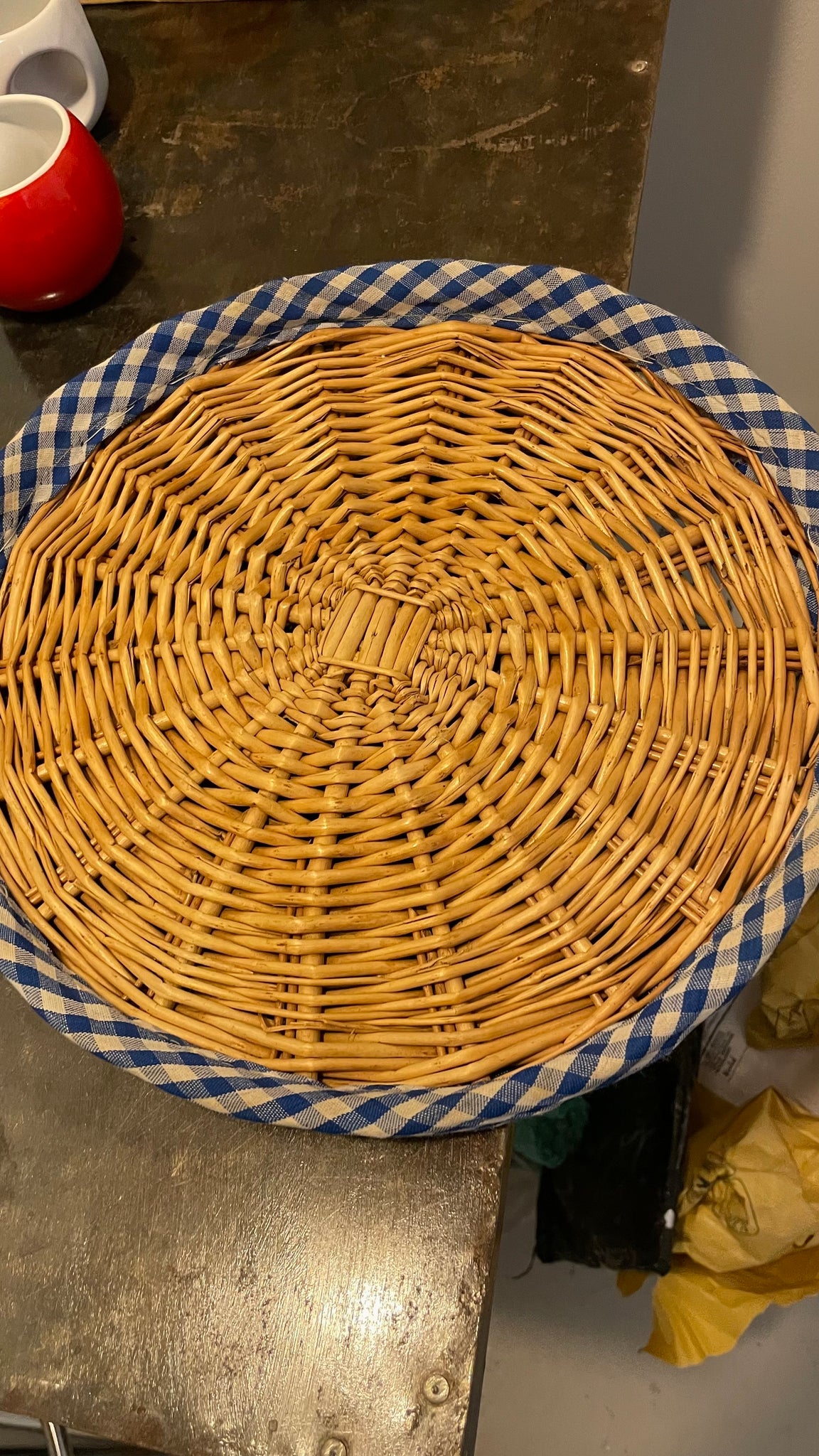 Blue Gingham Woven Basket