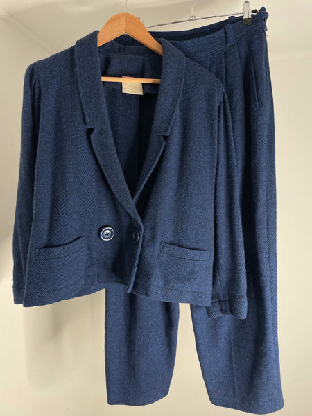 Blauw Wool Suit M