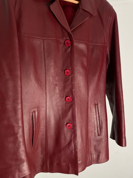 Deep Red Leather Jacket XL